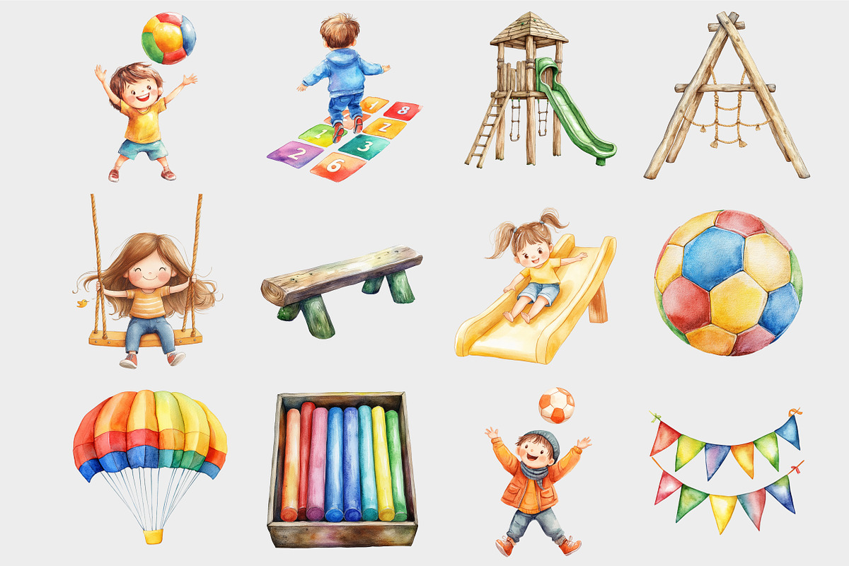 Watercolor Children’s Playground, a Seasonal Illustration by Design Market (Photo 4 of 5)