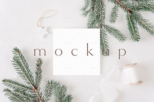 Christmas Square Card Mockup, P05