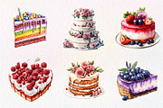Watercolor Cake Clipart PNG, an Illustration by CreationArt (Thumbnail 3 of 5)