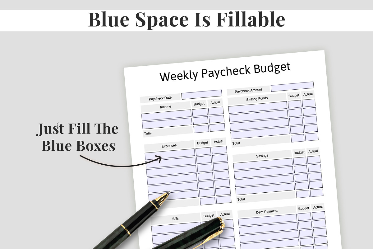 Weekly Paycheck Printable Planner, a Templates & Theme by Snapybiz