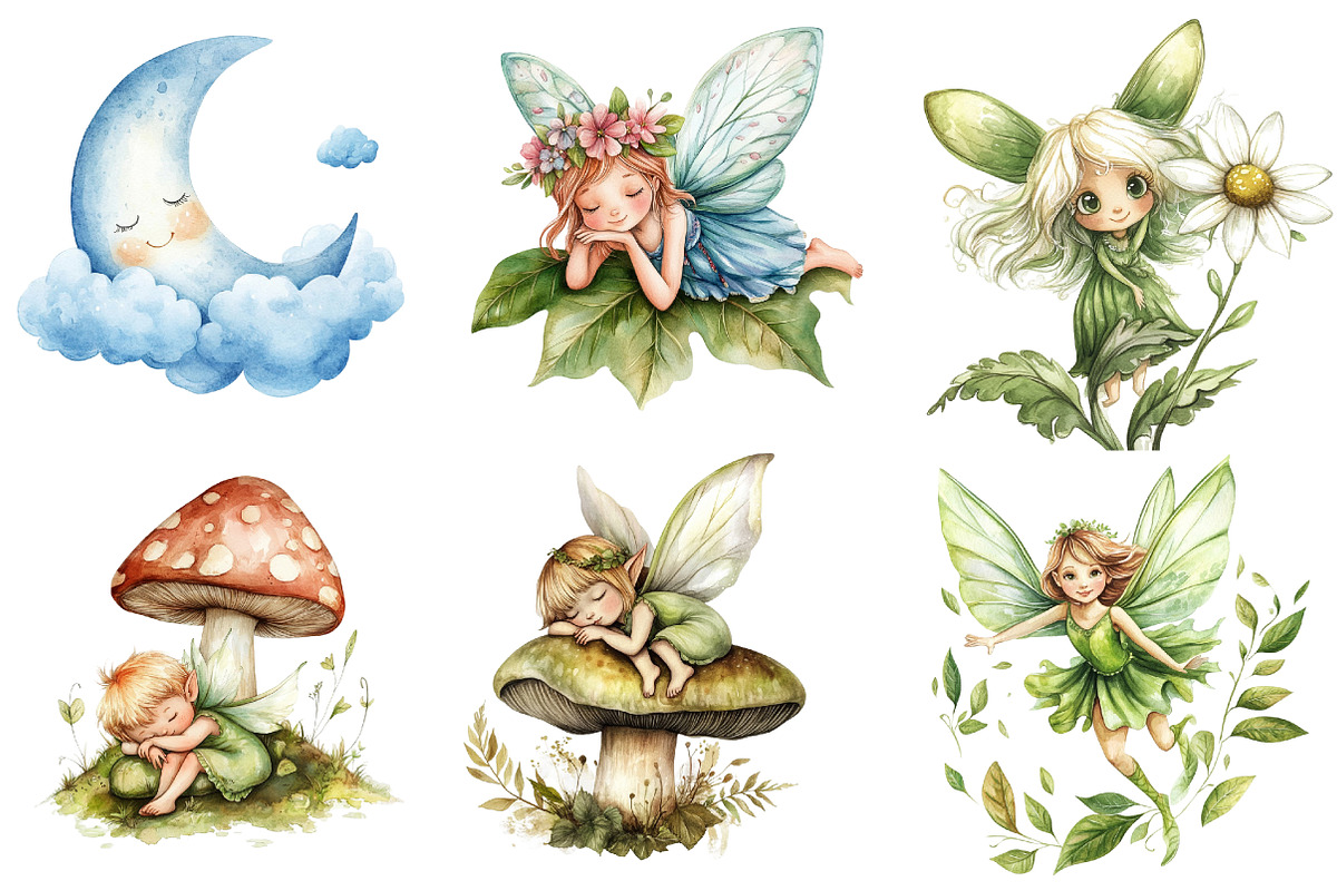 Watercolor Garden Fairies Floral png, an Illustration by Watercolor design (Photo 3 of 5)
