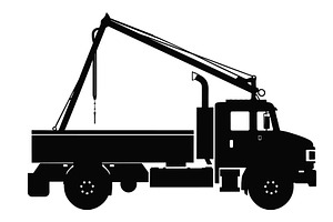 Crane Truck Vector Silhouette PNG, a Transportation Illustration by Gfx Expert Team