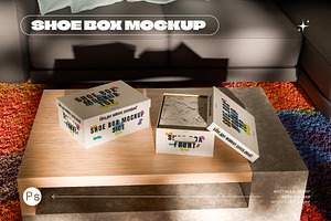 Shoe Boxes On A Table Mockup