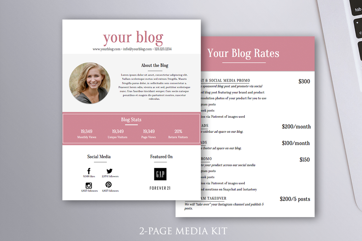 Media Kit Blog Rates 2 Pack Template, a Resume Template by MinimalistWord