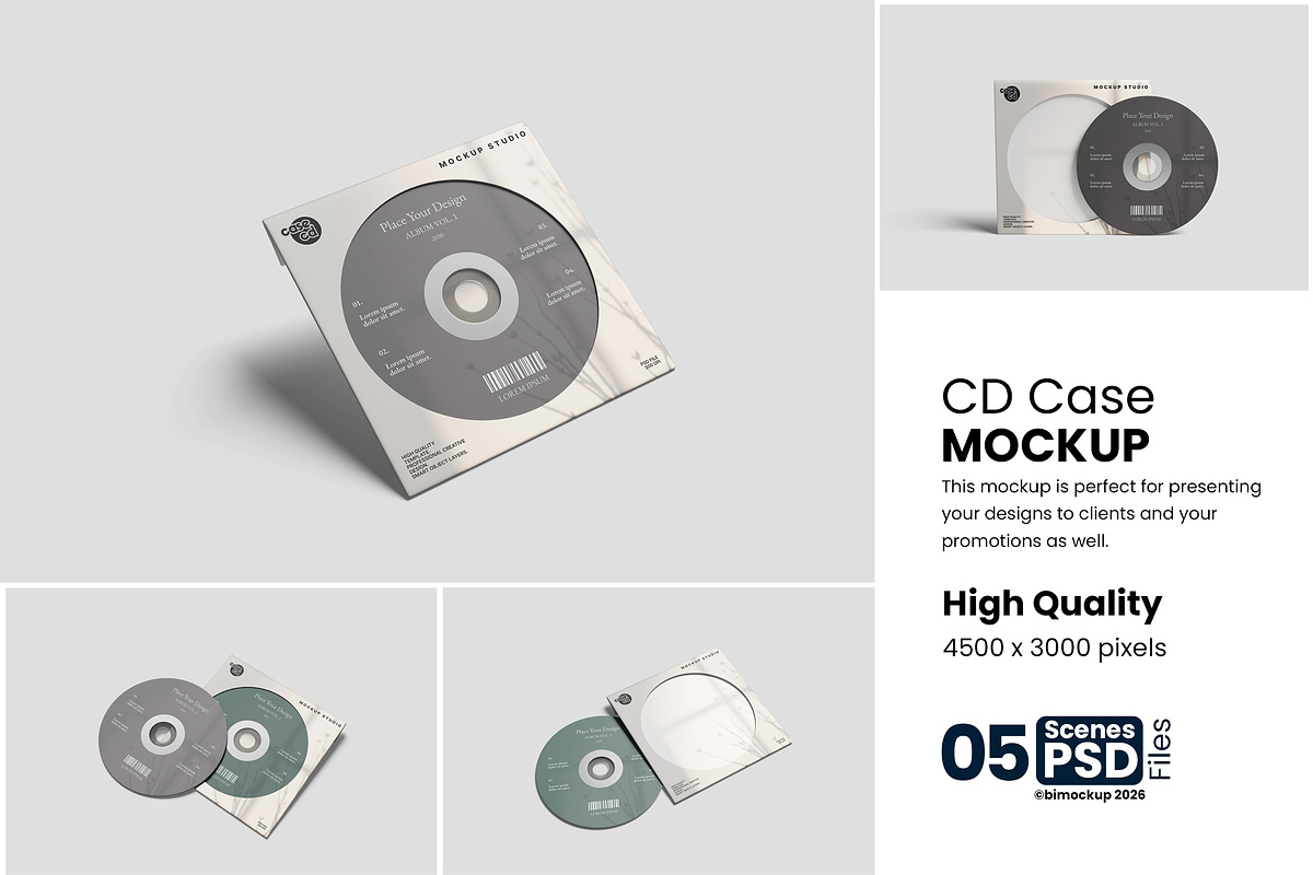 Minimalist CD Case Mockup, an Advertising Mockup by bimockup (Photo 1 of 6)