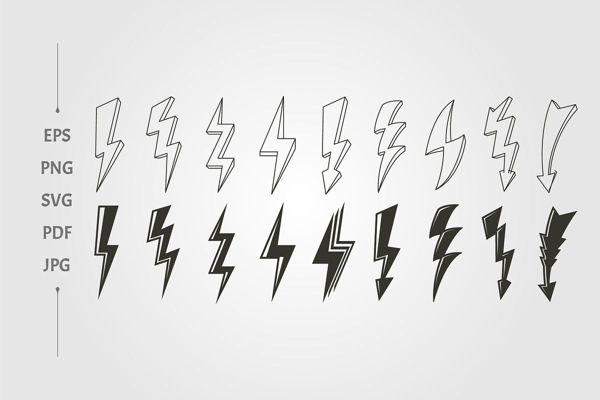 set of lightning flash vector design, an Object Illustration by lawoel