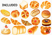 Watercolor Bakery Lover Clipart, a Food Illustration by Vavavan Artwork (Thumbnail 3 of 4)