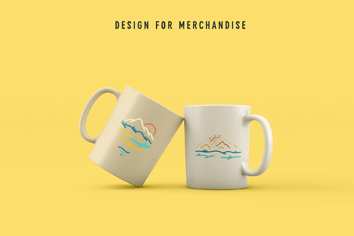 Nature outdoor logo lineart mountain, an Object Graphic by youken (Photo 2 of 4)