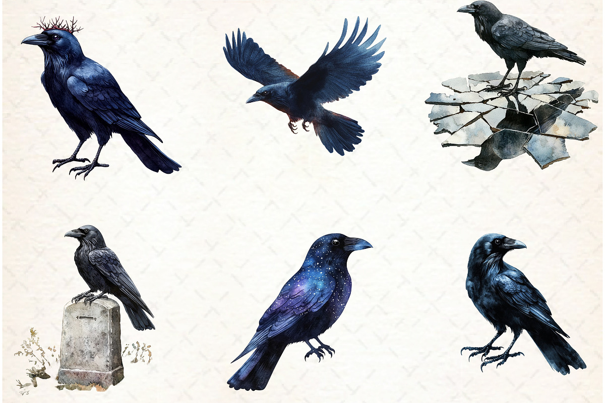 Gothic Raven Clipart, an Illustration by Libby Wishes (Photo 3 of 8)