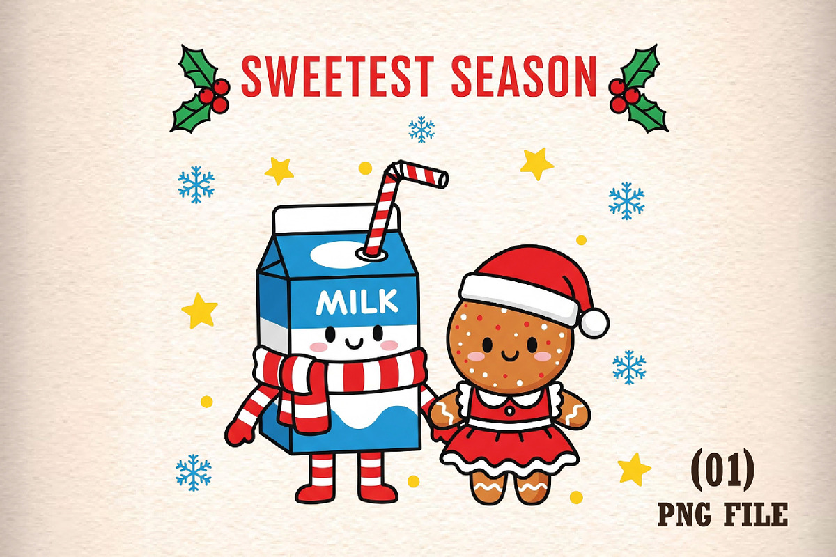 Christmas Milk and Cookies PNG, an Illustration by DreamArtGraphic (Photo 1 of 5)