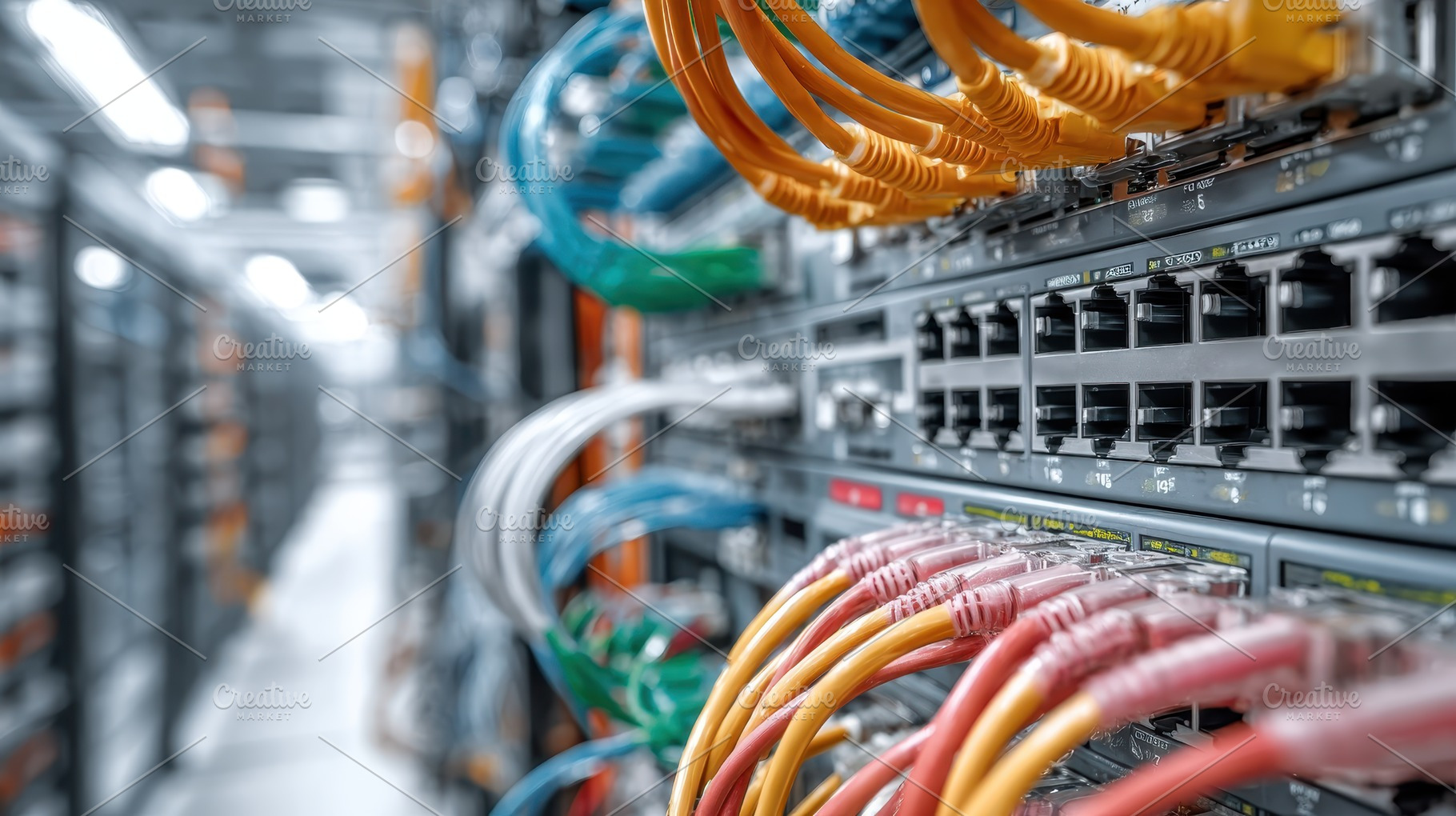 Network server rack cables data cent, a Photo by Pixeness Studio