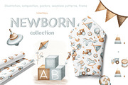 NEWBORN baby illustration & patterns, an Object Illustration by Linerisyart (Thumbnail 1 of 17)