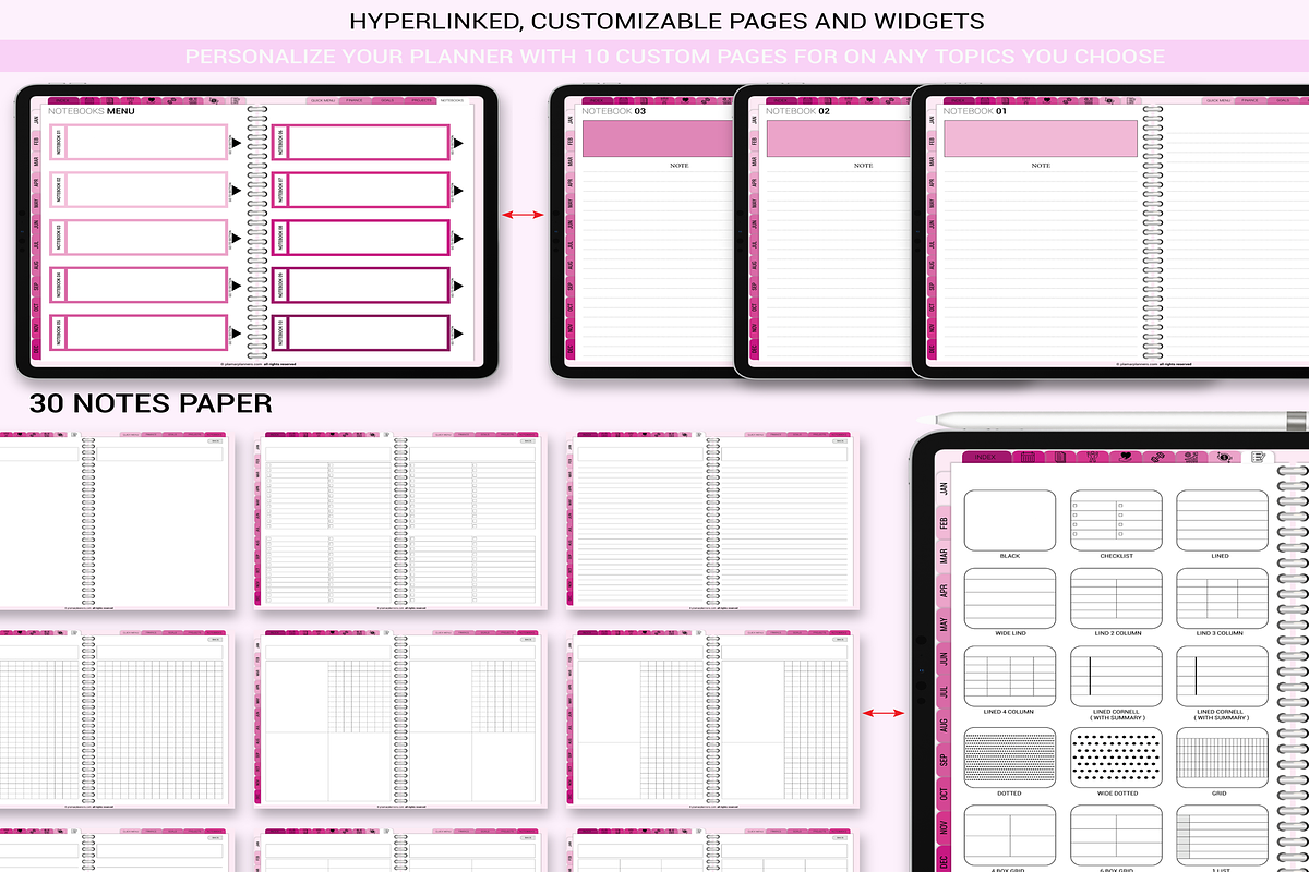 Pink Rose Digital Planner 2025 PDF, a Templates & Theme by Plamarplanners (Photo 7 of 11)