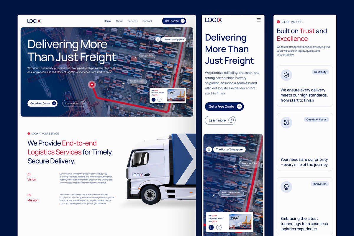 Logix - Logistic Website UI, an UI Kit Template by peterdraw (Photo 7 of 7)
