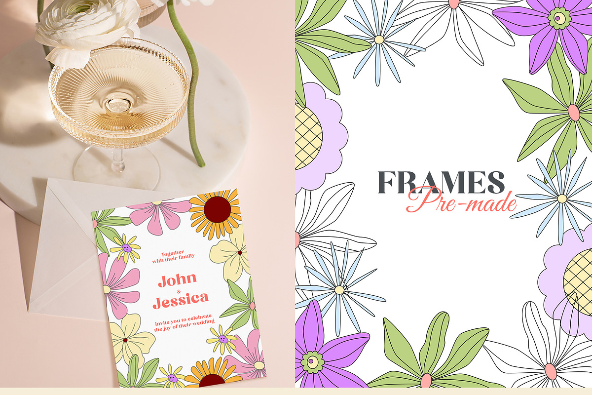 Retro Flower Power Bundle, an Object Graphic by Sofico (Photo 4 of 23)