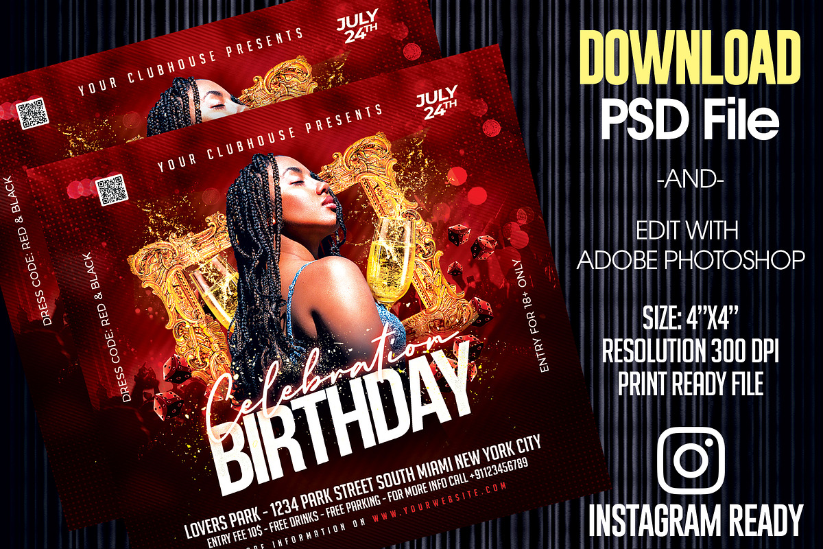Birthday Party Flyer Template, a Templates & Theme by MithilaCreation (Photo 3 of 5)