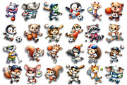 Bright animal sports clipart, an Animal Illustration by ElenazlataArt (Thumbnail 4 of 5)
