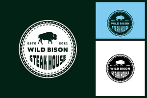 Bison Bull Steak House Stamp Logo, a Branding & Logo Template by Atlantis X Nurman Arbai