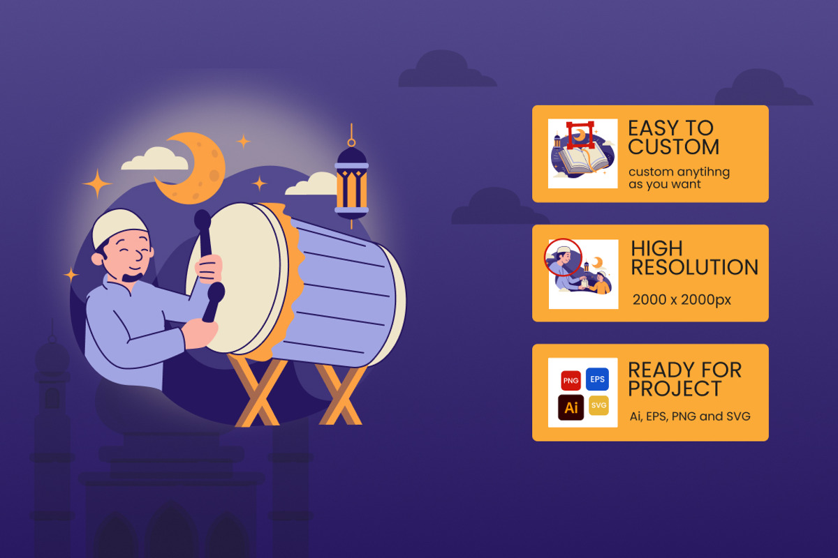 Ramadan Illustration Pack, a Seasonal Illustration by Loin Studio (Photo 2 of 3)