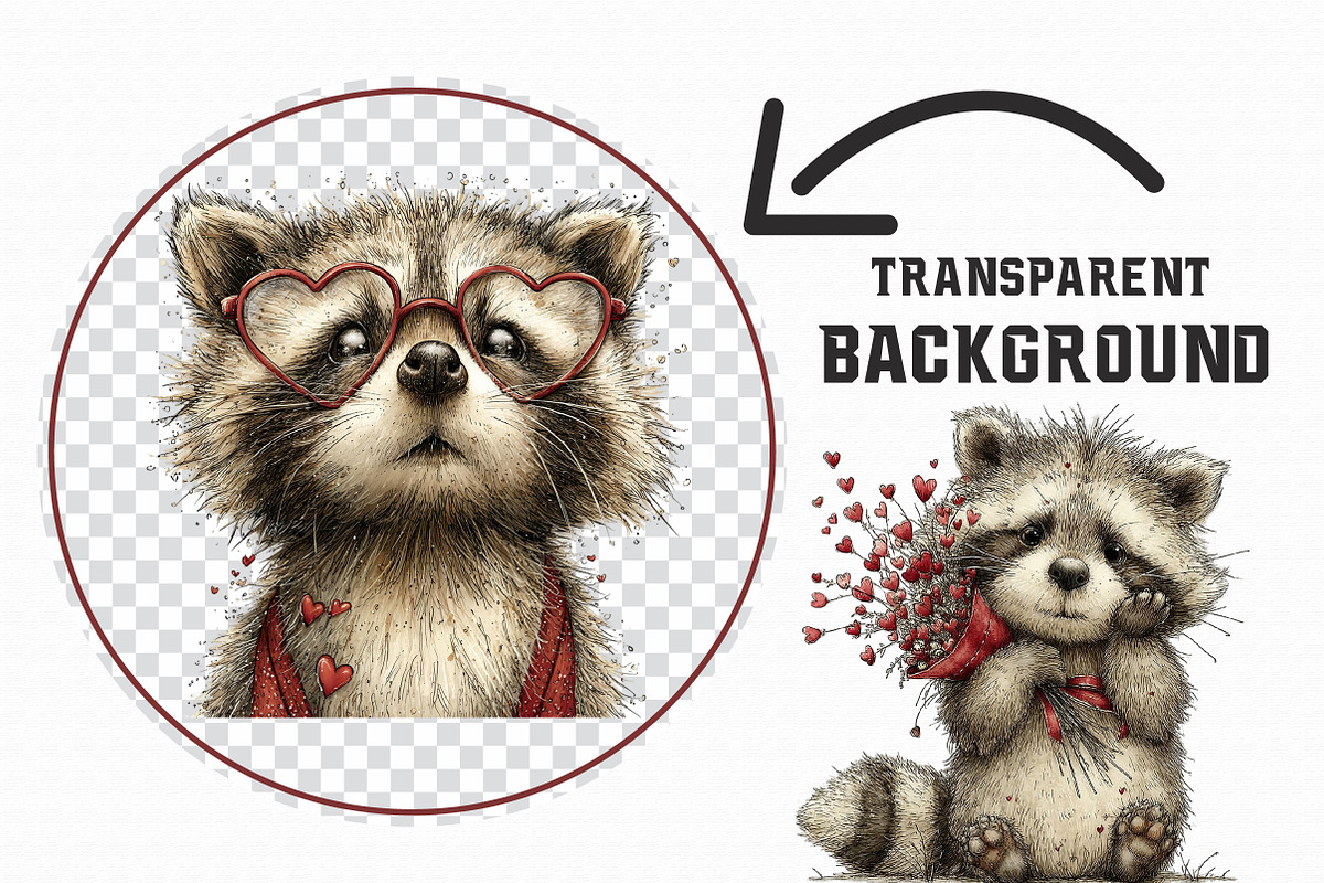 Valentine's Whimsical Raccoon Clipar, an Illustration by Libby Wishes (Photo 4 of 7)