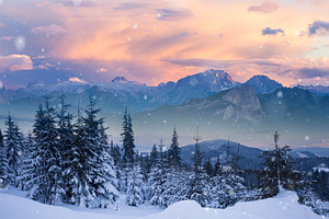 Beautiful winter alpine mountain containing winter, mountain, and snow