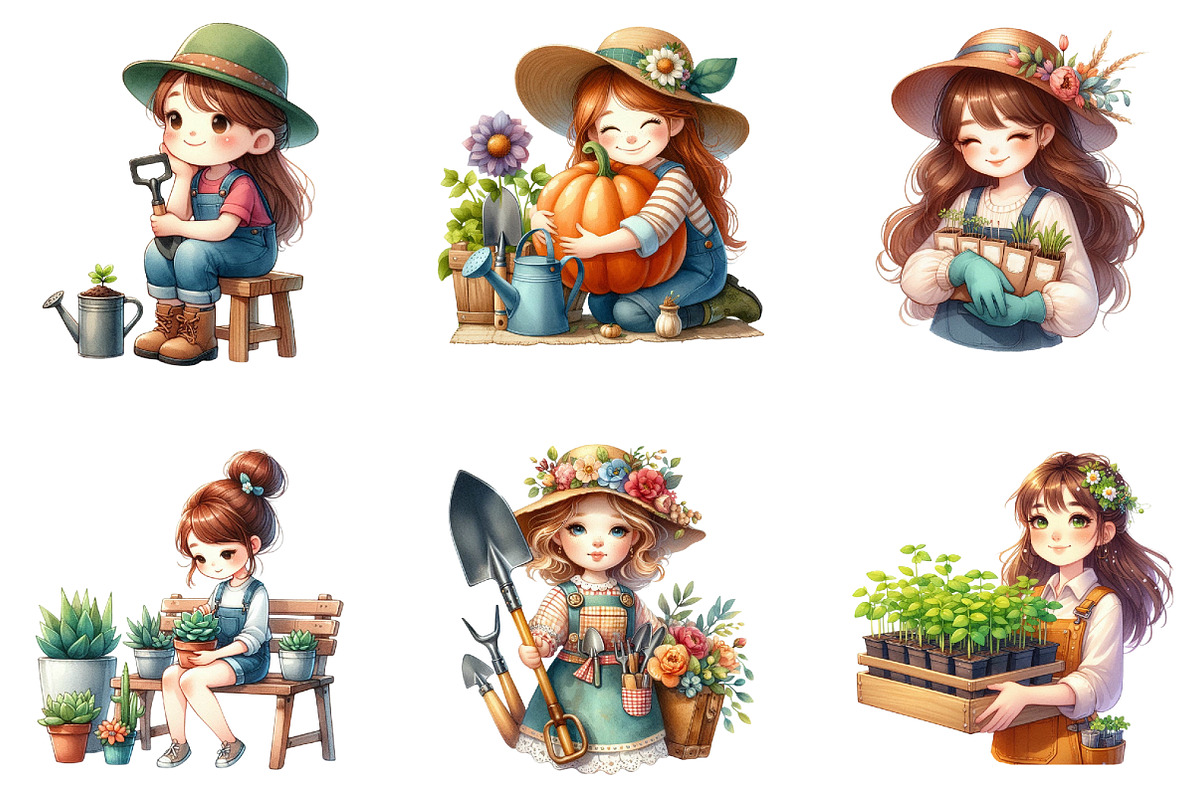 Gardening Girl Sublimation Bundle, an Illustration by cherrydesign (Photo 2 of 4)