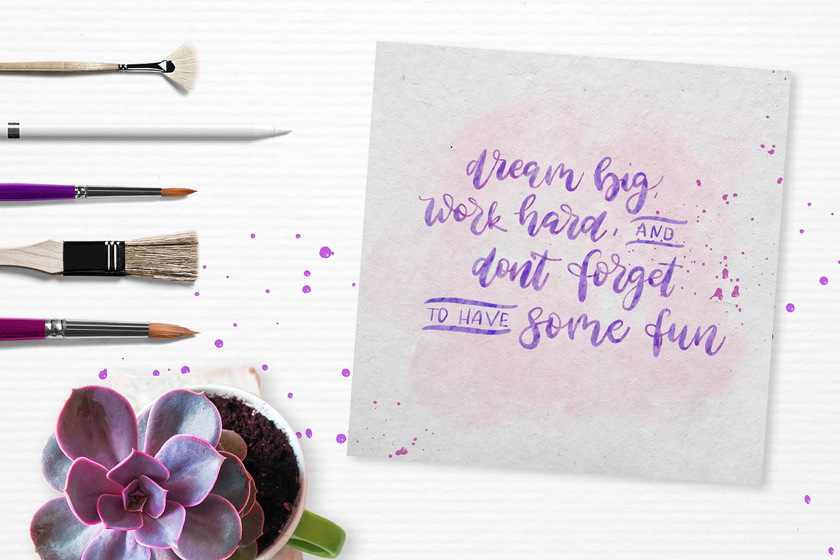 Watercolor Lettering kit - Procreate, a Brush Add-On by Gray Cat Graphics (Photo 9 of 9)