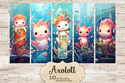 Axolotl Bookmarks Printable Bookmark, an Animal Illustration by GlamArtZhanna (Thumbnail 1 of 3)