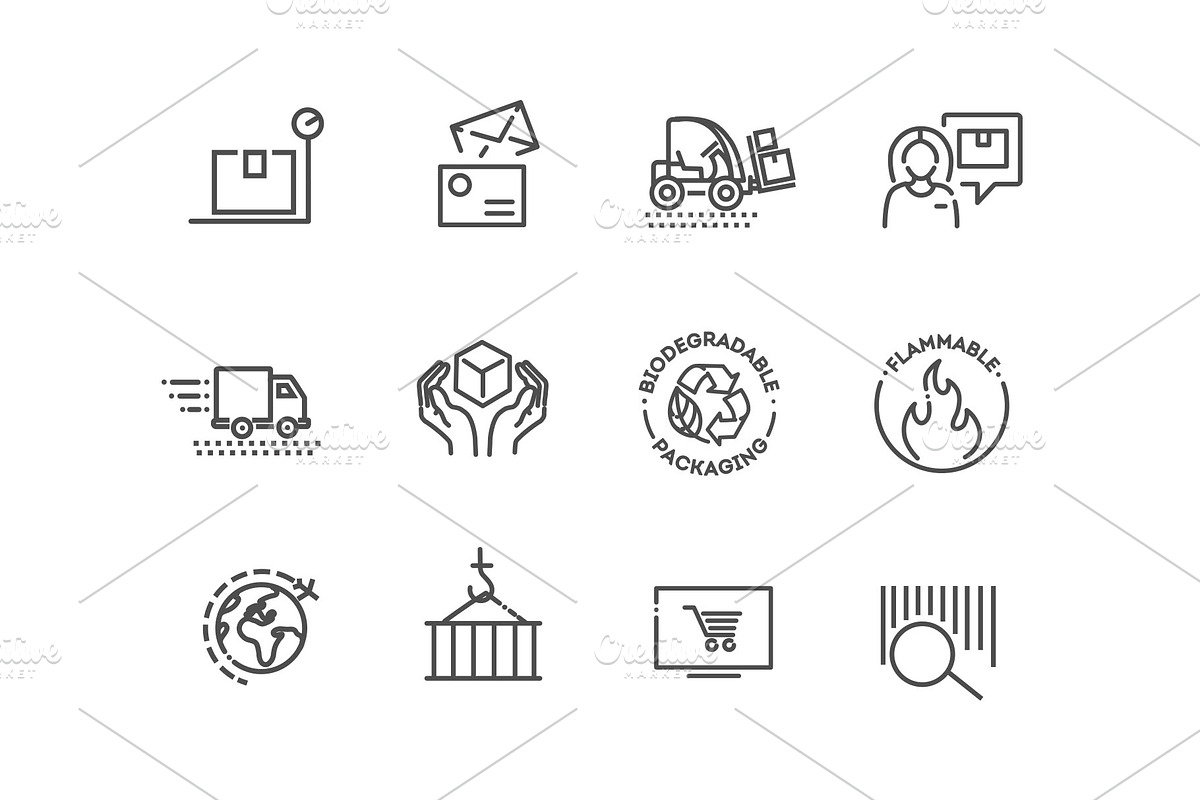 Shipping Icons Set, a Transportation Illustration by Tettygreen (Photo 2 of 3)