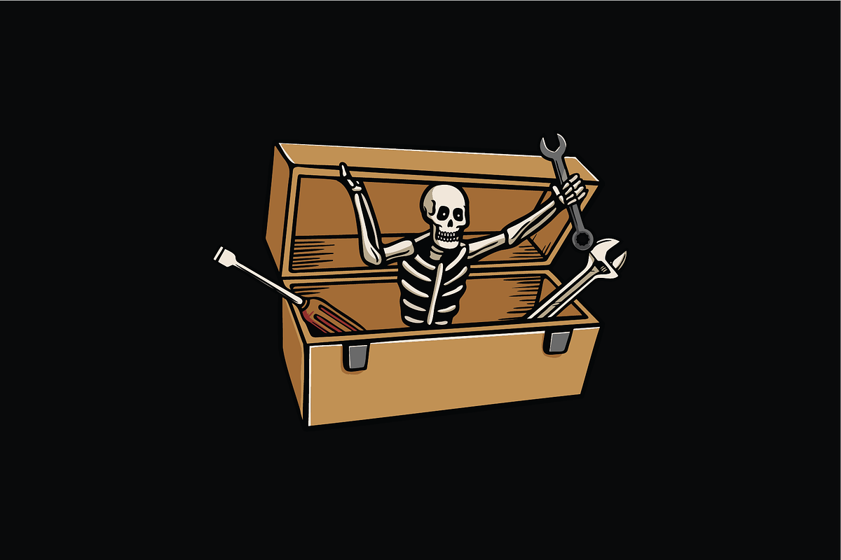 Skeleton in a Toolbox, an Object Illustration by nomlimo.com (Photo 1 of 3)