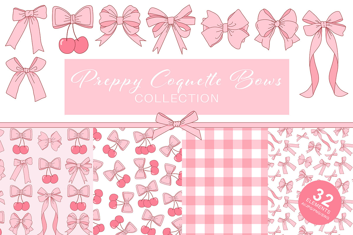 Preppy Coquette Bows Collection, a Pattern Graphic by cafelab_store (Photo 1 of 3)