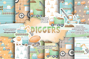 Diggers digital paper pack