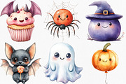Watercolor Kawaii Spooky Clipart, an Illustration by Canvas Craft (Thumbnail 3 of 7)