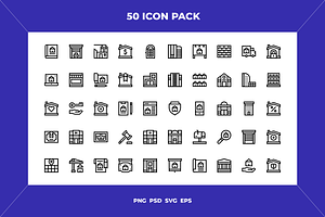 Real estate icons, an Outline Icon by Wencory