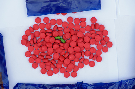 Amphetamine pills in plastic bags