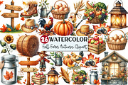 Fall Farm Autumn Watercolor Clipart, an Illustration by Rose Art (Thumbnail 1 of 9)