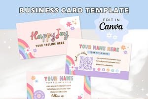 Rainbow Business Card Canva Template, a Business Card Template by Summit Avenue