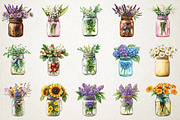 Spring Mason Jar Floral Clipart Set, an Illustration by RobertsArt (Thumbnail 3 of 5)