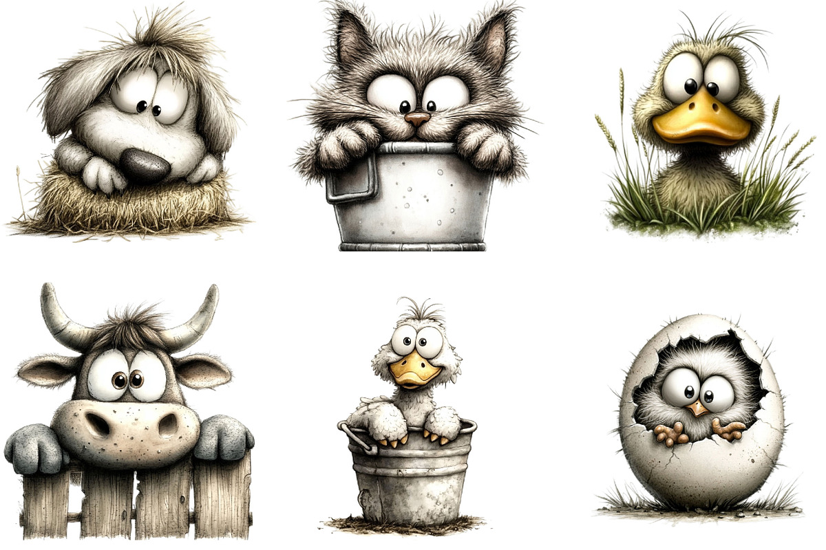 Whismical Peeking Farm Animals PNG, a Seasonal Illustration by Designking (Photo 3 of 4)