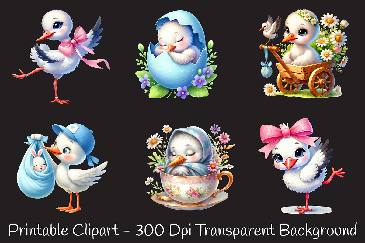 Cute Spring Stork Clipart, an Illustration by RobertsArt (Photo 6 of 7)