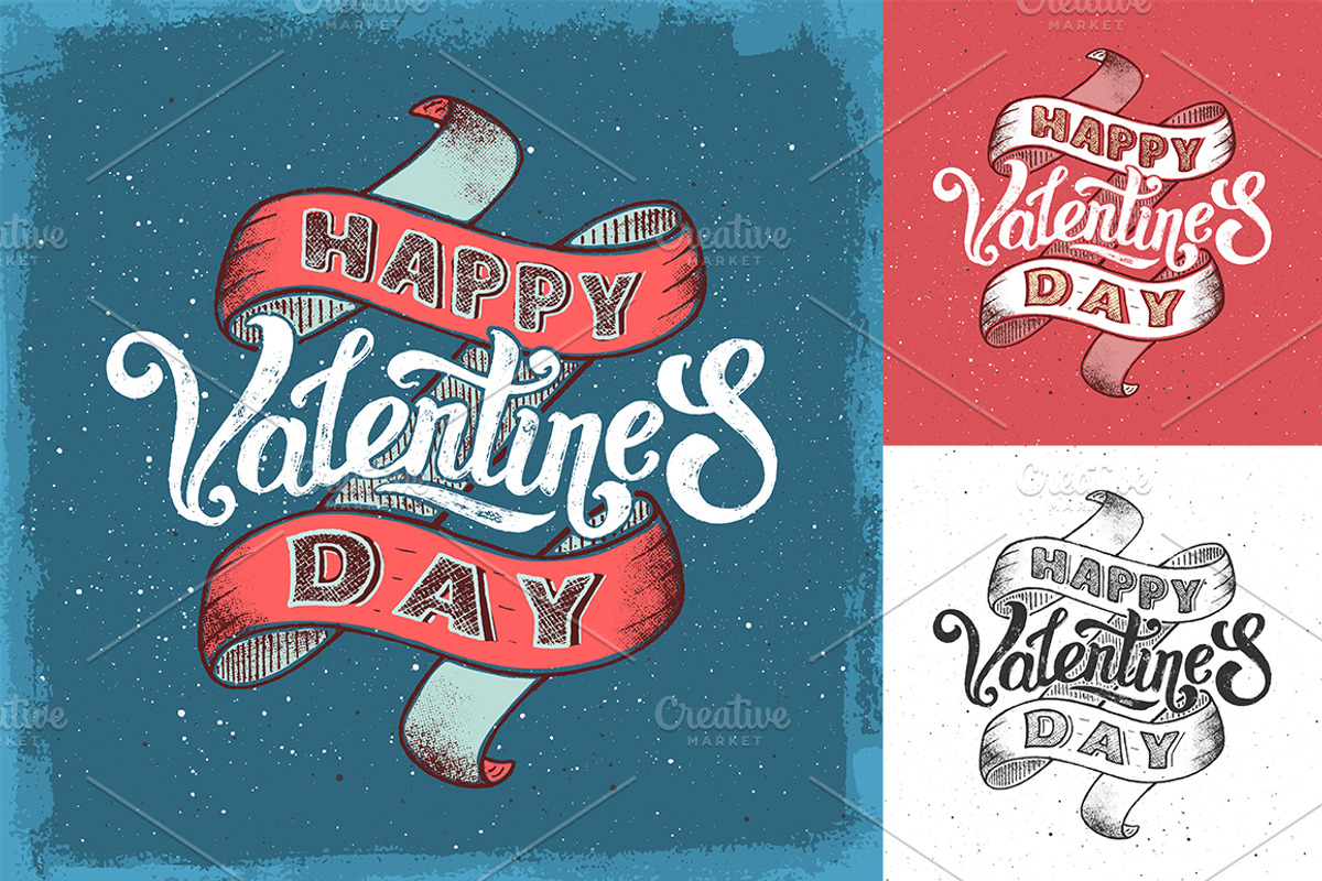 Vintage poster for valentines day, a Texture Illustration by yurlick (Photo 1 of 2)