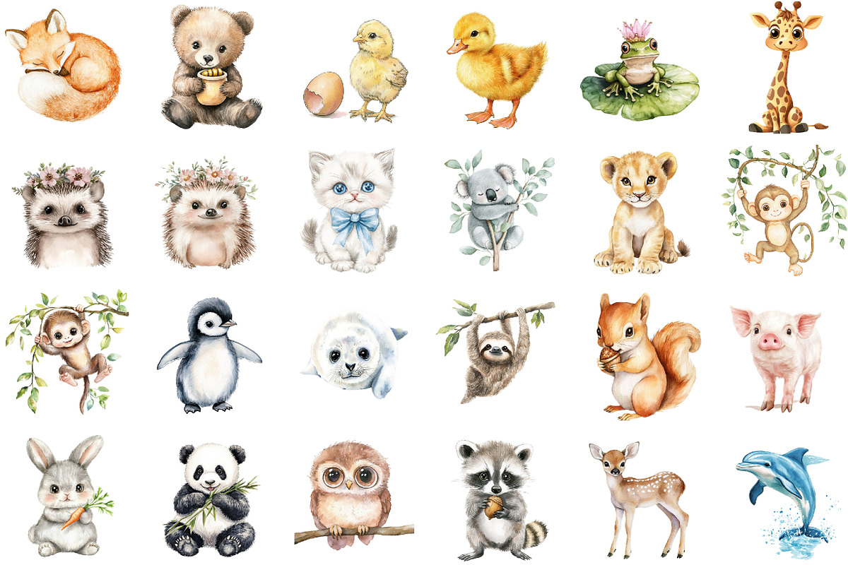 Cute Animals Clipart Baby Animals Pn, an Illustration by Sublimation Artist (Photo 2 of 6)