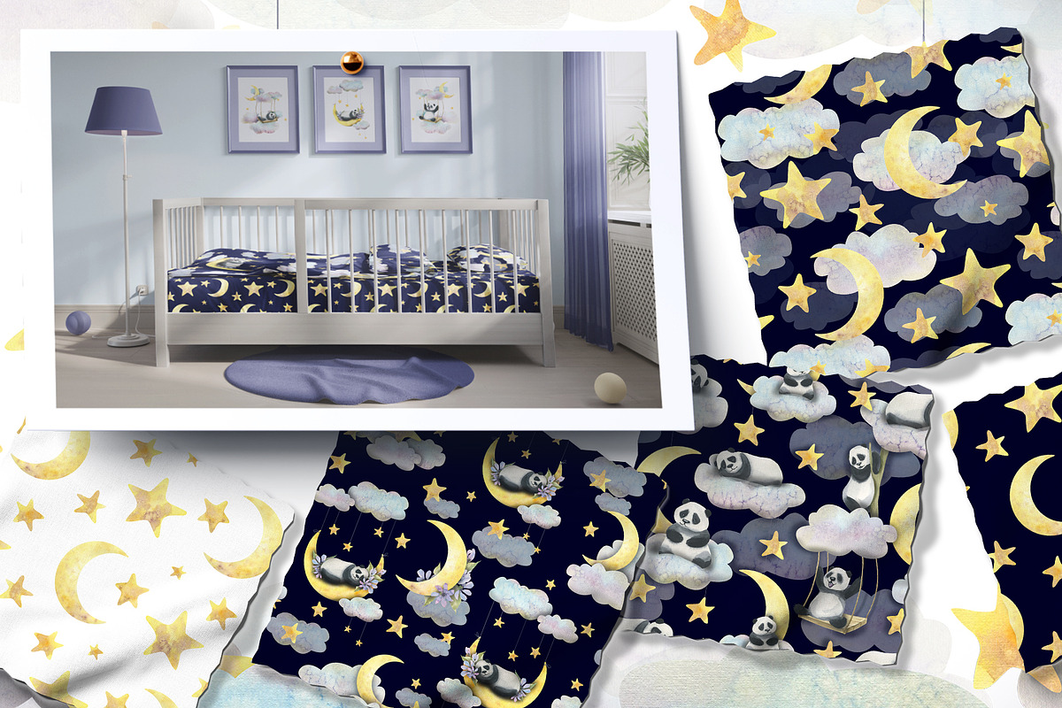 Pandas & Moon Dreamy Watercolor, an Animal Illustration by NATASHA CHU (Photo 10 of 13)