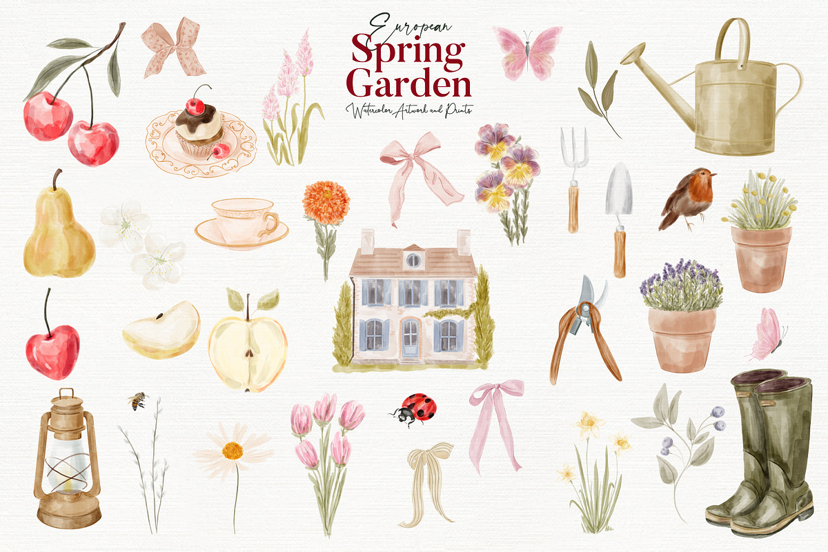 European Spring Garden Watercolor, a Decorative Illustration by Mio Buono (Photo 5 of 13)