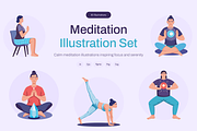 Meditation Illustration Art Set, a Person Illustration by Creative Stall (Thumbnail 1 of 9)