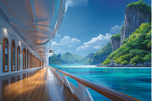 A luxurious yacht sails by a, a Nature Photo by ZinetroN