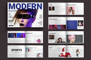 Modern Magazine Template Landscape, a Magazine Template by E-Type