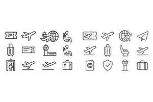 Collection of travel-related icons, an Illustration by ZinetroN