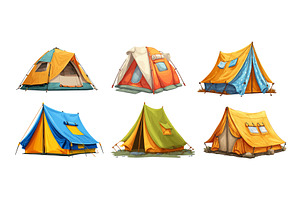 Tourist tents. Camp outdoor shelter, an Object Illustration by Stock-Smart-Start