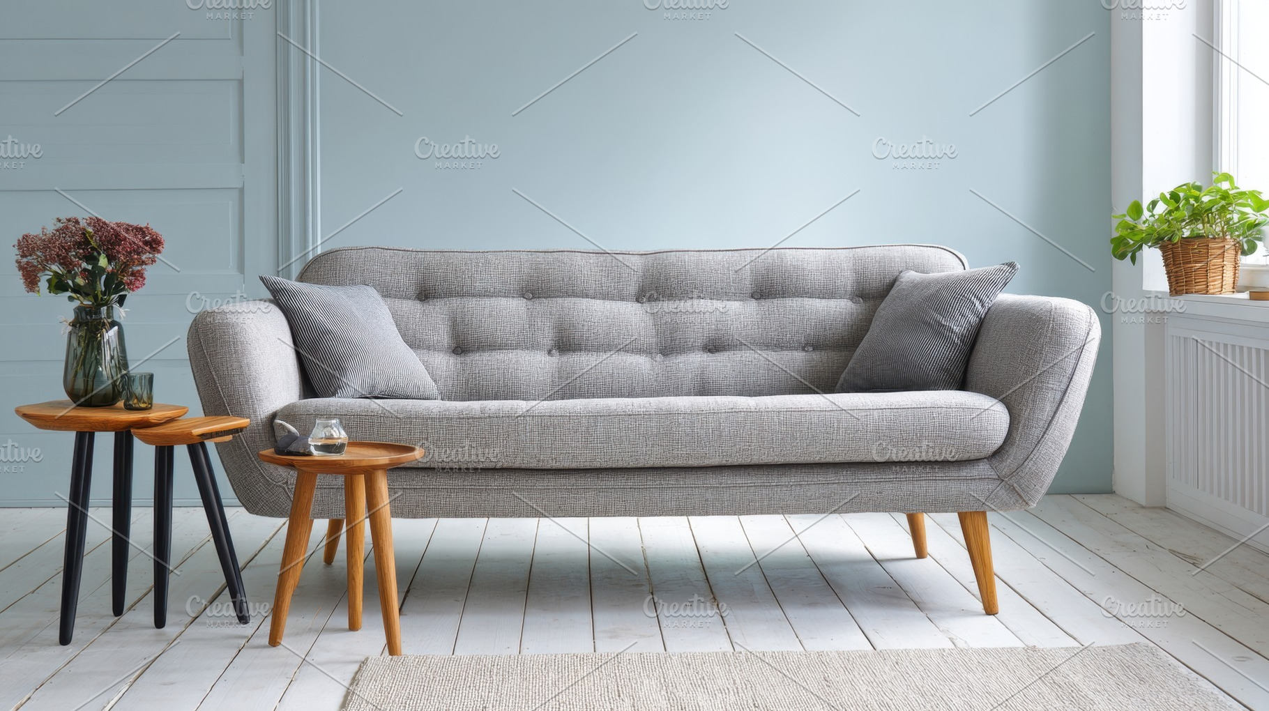 Modern couch in a home setting, a Photo by Beautiful things